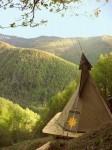 finished tipi, with rain hat