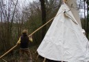 puting in the smoke flap pole