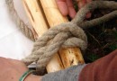 tying the tripod poles