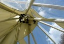 Looking up at the windows in the big tipi, and at the 'drippers' for the drip strip