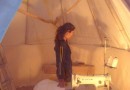 using the big tipi as the sewing space...
