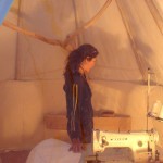 using the big tipi as the sewing space...